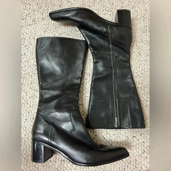 Enzo Angiolini black leather snip toe heeled boots 8.5 - Picture 7 of 9